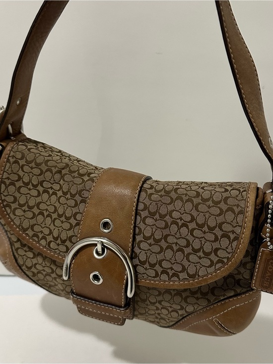 Coach Handbags - Vintage Coach Soho Signature Jacquard Shoulder Bag with Tan Leather Trim